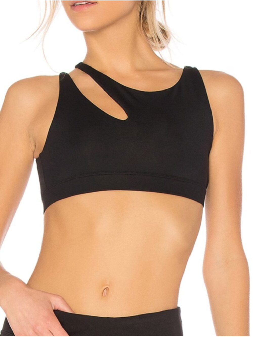 ALO YOGA Peak Sports Bra Black Small Stretch Cut-Out Gym Workout Activewear